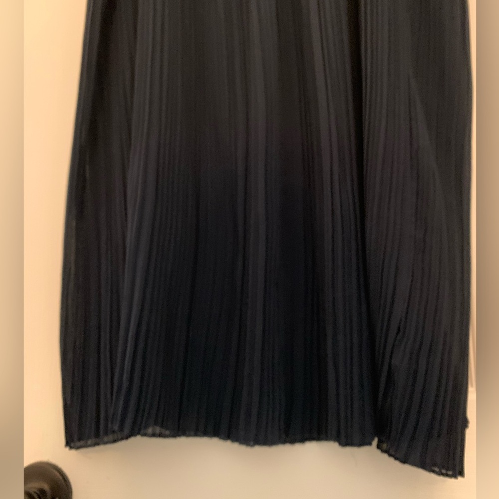 Diane Von Furstenberg Vintage Size 14 Elegant Navy Blue Pleated Skirt Old Money - Picture 10 of 10